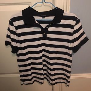 Lands end blue and white striped polo shirt